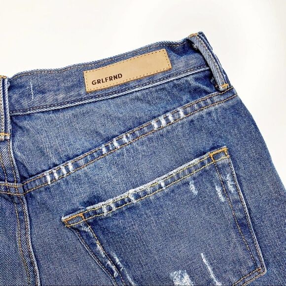 GRLFRND Karlie High Rise Jean Shorts 24 Light Wash Distressed - Picture 5 of 10